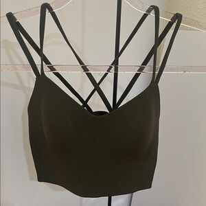 Lululemon Ribbed “Like a Cloud”, Longside Sports Bra olive Green. Size 6.